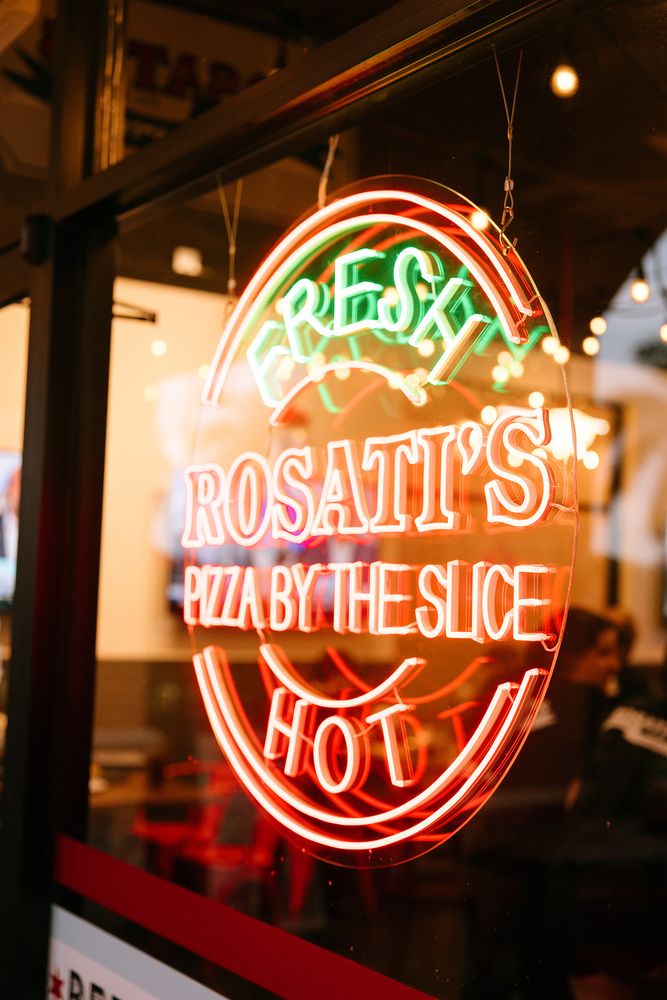 Rosati's Pizza LED neon logo sign from a multi-location signage rollout